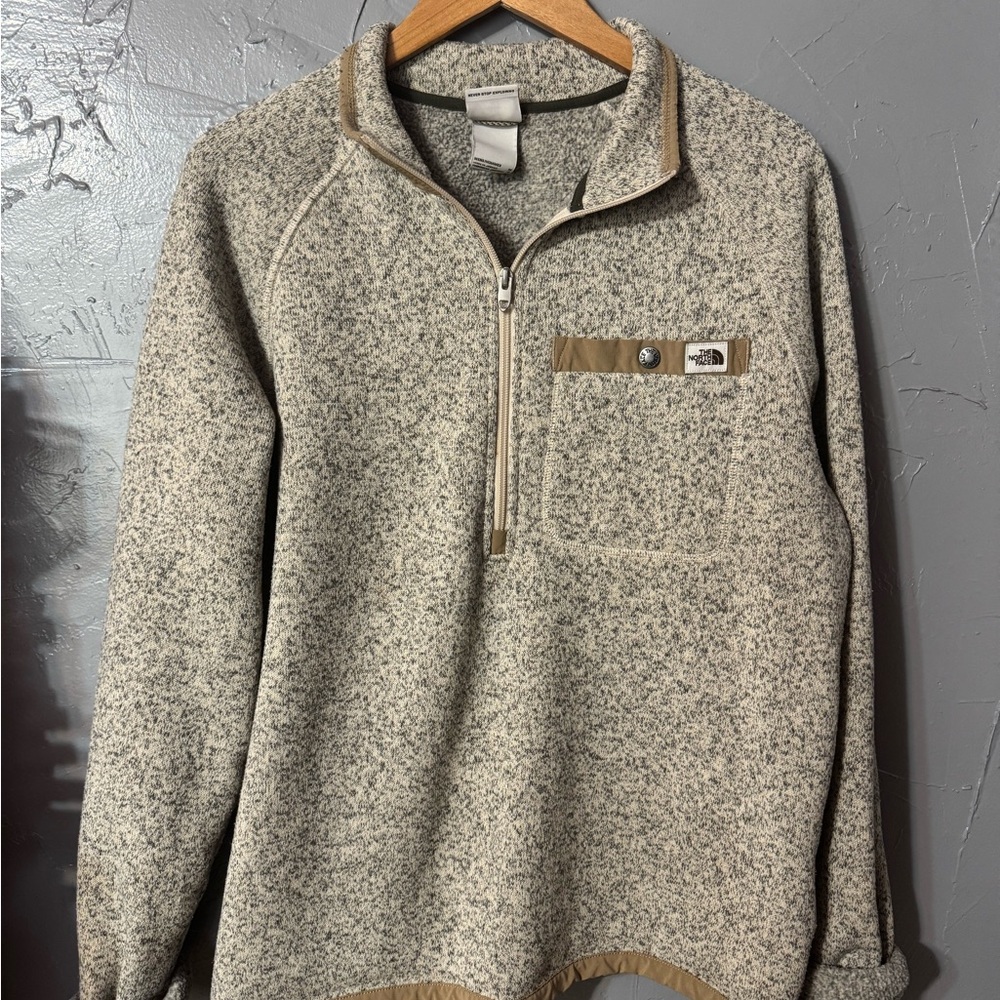 The North Face Gray Zip Up Sweater with Stand-Up Collar